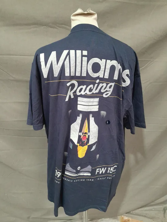 HOLLISTER WILLIAMS RACING NAVY T-SHIRT - LARGE