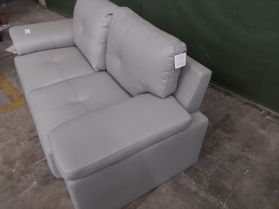 DESIGNER LIGHT GREY LEATHER 2 SEATER SOFA