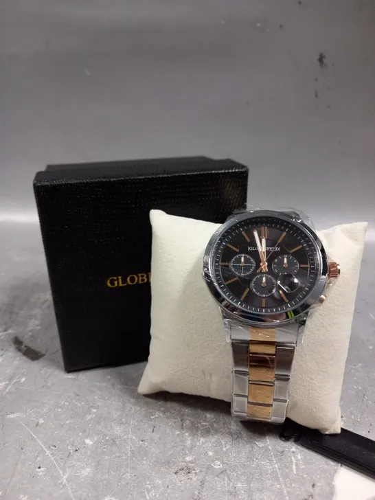 GLOBENFELD MARKSMAN SILVER ROSE BLACK DIAL WATCH 