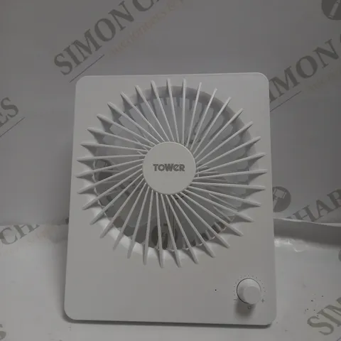 TOWER RECHARGEABLE USB DESK FAN IN WHITE