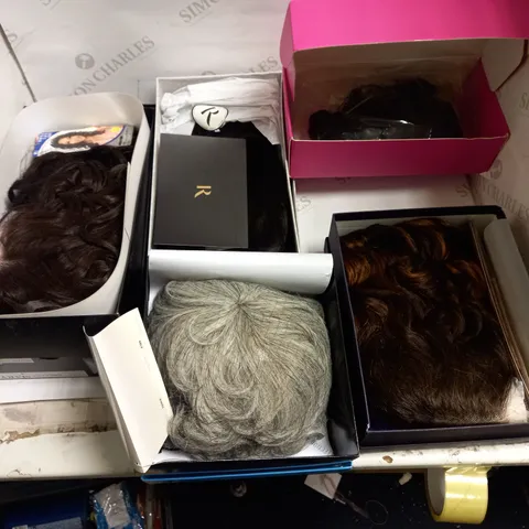 LOT OF 5 ASSORTED BOXED WIGS IN VARIOUS COLOURS AND STYLES