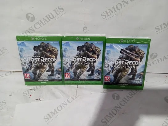 LOT OF 3 BRAND NEW XBOX ONE TOM CLANCY'S GHOST RECON BREAKPOINT GAMES