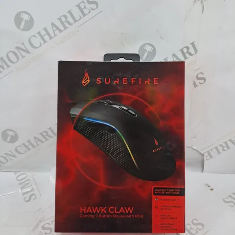 LOT OF 3 MOUSE SUREFIRE HAWK CLAW GAMING 7-BUTTON, 6400DPI, RGB,