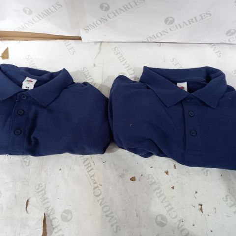BOX OF 2 FRUIT OF THE LOOM BLUE LONG SLEEVE POLO SHIRTS XL
