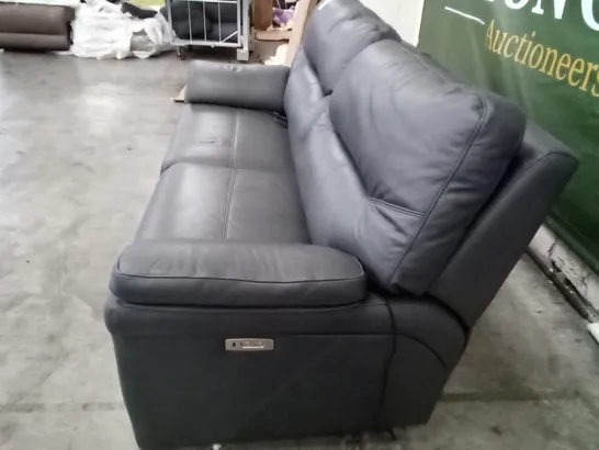 DESIGNER G PLAN SEATTLE 3 SEATER ELECTRIC RECLINER DBL SOFA - CAMBRIDGE PETROL BLUE LEATHER