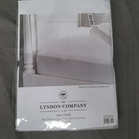 THE LYNDON COMPANY MAYFAIR FITTED SHEET IN WHITE - SUPER KING SIZE