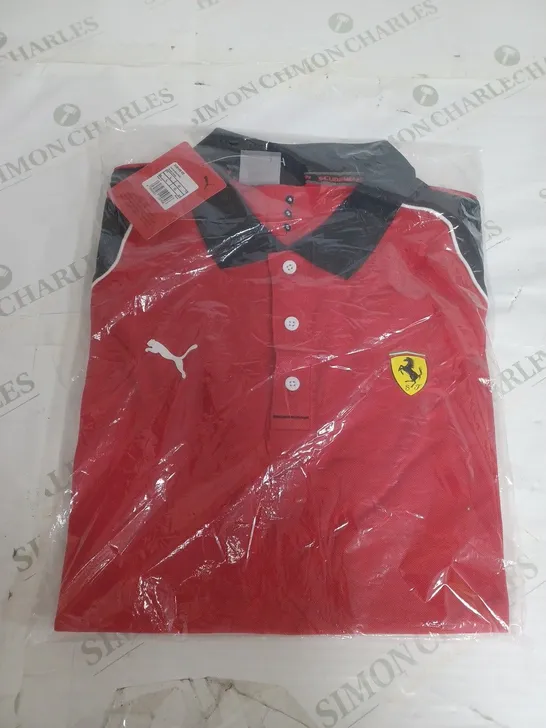 SEALED PUMA X FERRARI RACE POLO SHIRT IN RED & BLACK - LARGE