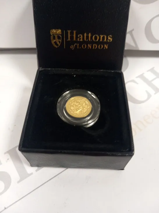 BOXED HATTON OF LONDON KING CHARLES CORONATION COMMEMORATIVE 1/8 SOVEREIGN