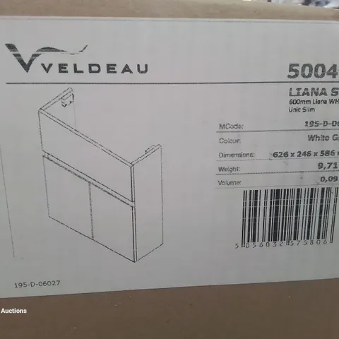 2 X BRAND NEW BOXED VELDEAU LIANA SLIM 600MM WH VANITY- WHITE GLOSS 