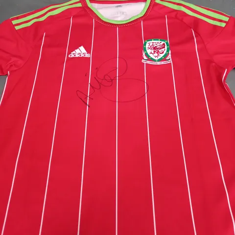 WALES FC HOME SHIRT - SIGNED BY ASHLEY WILLIAM -