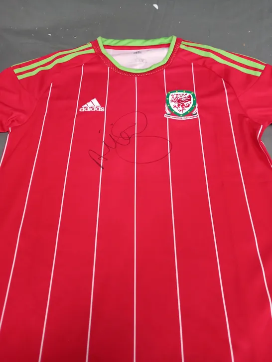 WALES FC HOME SHIRT - SIGNED BY ASHLEY WILLIAM -