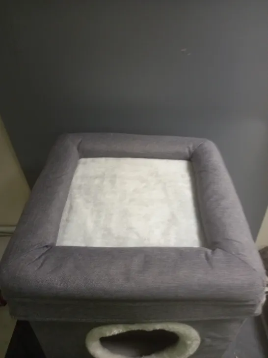 UNBRANDED FOLDABLE CAT TOWER BED GREY