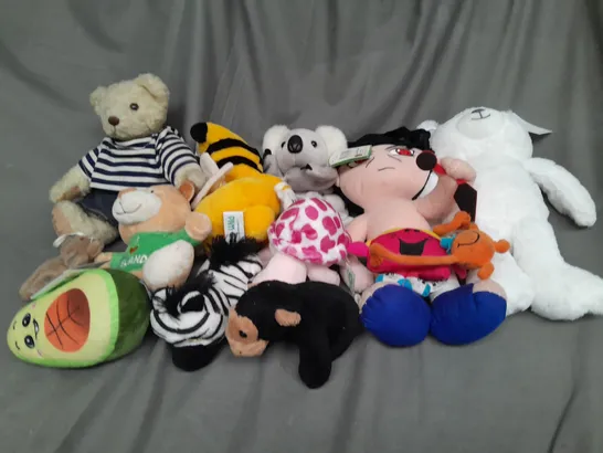 BOX OF ASSORTED PLUSH SOFT TEDDIES