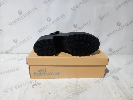 BRAND NEW BOXED PAIR OF KOI VEGAN SAI MARY JANES FAUX LEATHER EDITION IN BLACK - UK SIZE 4