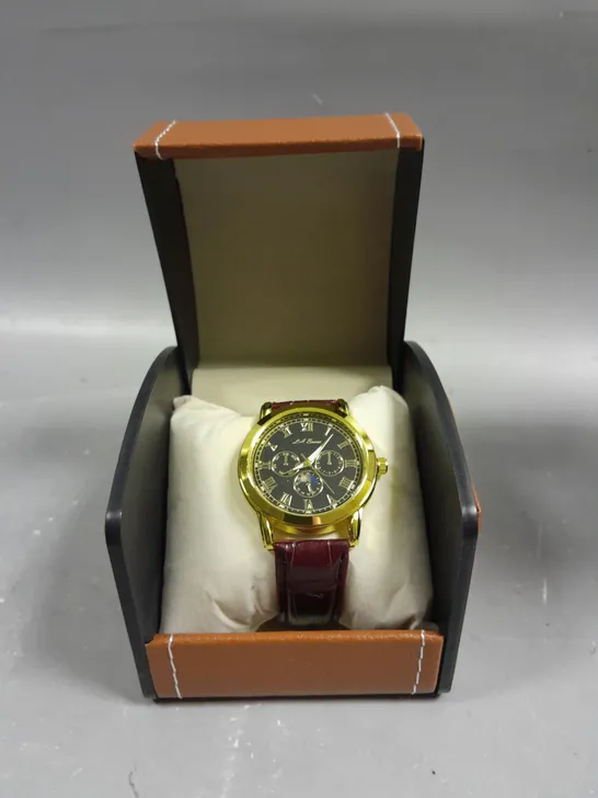 MENS LA BANUS WATCH – GOLD COLOUR CASE – LEATHER STRAP