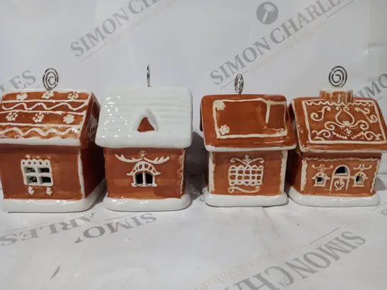 BOXED OUTLET SANTA'S EXPRESS SET OF 4 PRE LIT GINGERBREAD CARD HOLDERS