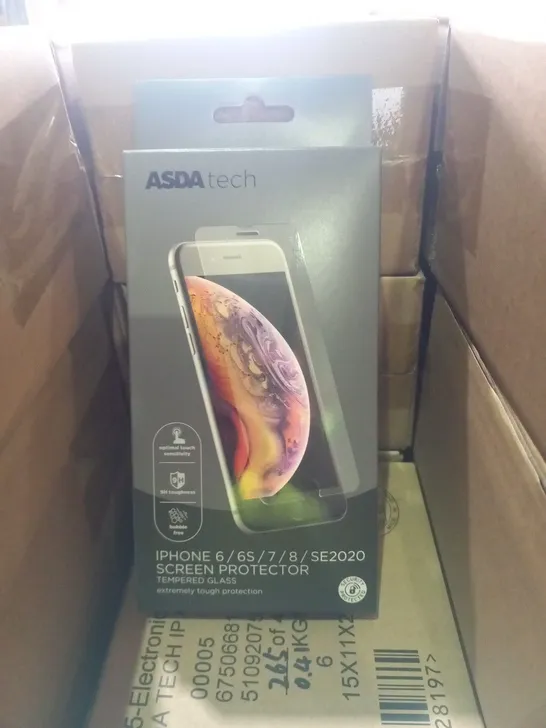 APPROXIMATELY 60 BOXES OF BRAND NEW TECH IPHONE 6/6S/7/8/SE2020 SCREEN PROTECTORS TEMPERED GLASS(6 PER BOX)