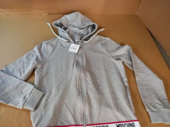 MOSCHINO UNDERWEAR TAPE ZIP HOODIE IN LIGHT GREY - 12 M