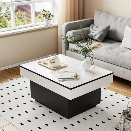 BOXED BREANE EXTENDABLE SOLID COFFEE TABLE WITH STORAGE