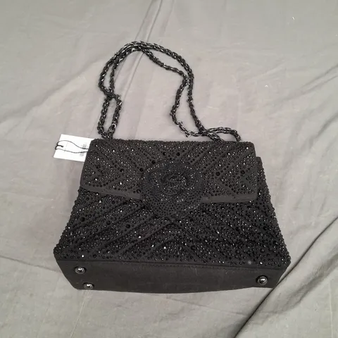 DUNE RICHMOND - SMALL DIAMANTE CORSAGE SHOULDER BAG - BLACK 