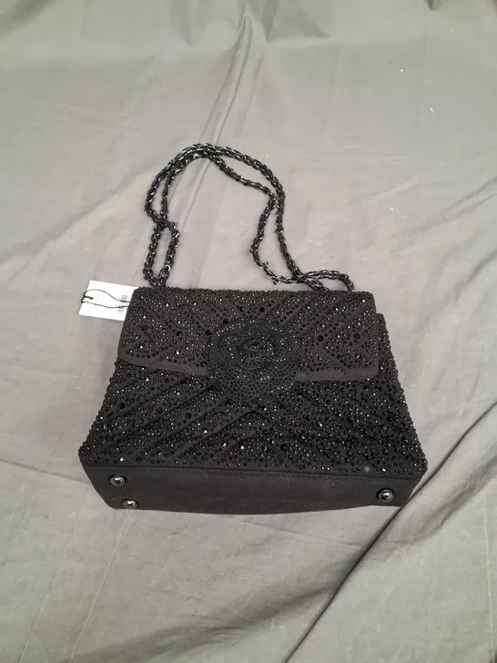 DUNE RICHMOND - SMALL DIAMANTE CORSAGE SHOULDER BAG - BLACK 