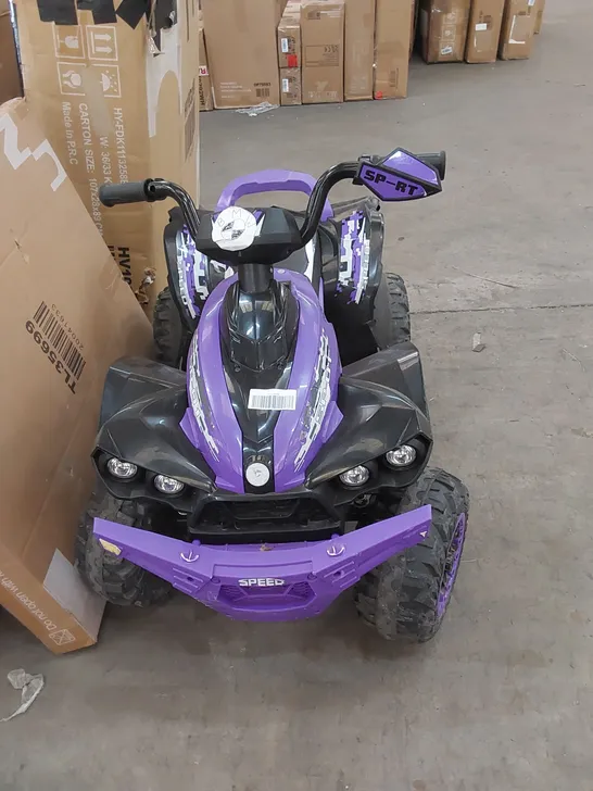 COSTWAY 12V KIDS 4-WHEELER ATV QUAD RIDE ON CAR W/ LED LIGHT & MUSIC - PURPLE