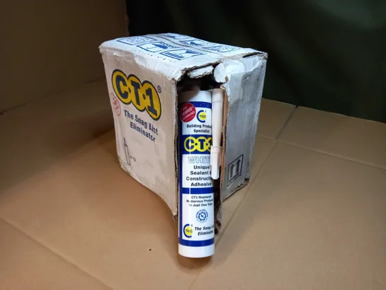 BOX OF APPROX 12 C.T.1 WHITE UNIQUE SEALANT & CONSTRUCTION ADHESIVE