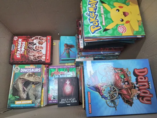 LARGE QUANTITY OF ASSORTED BOOKS AND 2024 ANNUALS TO INCLUDE MATCH ATTAX,  MINECRAFT, DANDY AND STRANGER THINGS