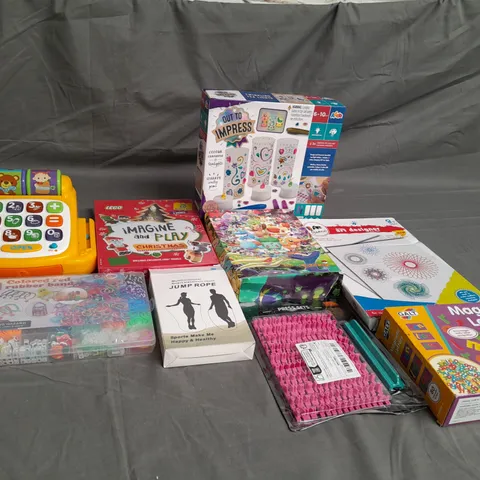 QUANTITY OF ASSORTED TOYS TO INCLUDE LOOM BANDS, MAGNETIC LETTERS AND LEGO