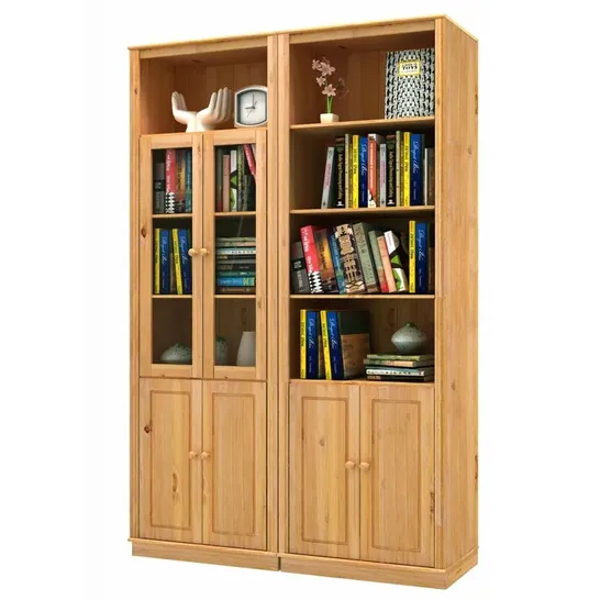 BOXED PINE BOOKCASE DOOR IN STAIN/ WAX 