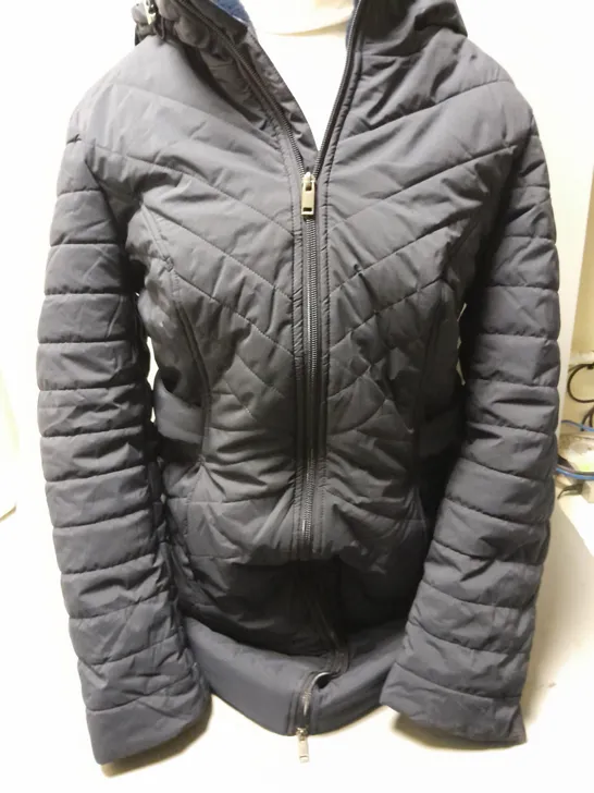 CENTIGRADE ZIP THROUGH PUFFER JACKET WITH FLEECE LINED HOOD IN NAVY SIZE M