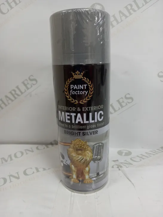 BOX OF 12 PAINT FACTORY METALLIC BRIGHT SILVER SPRAY PAINT