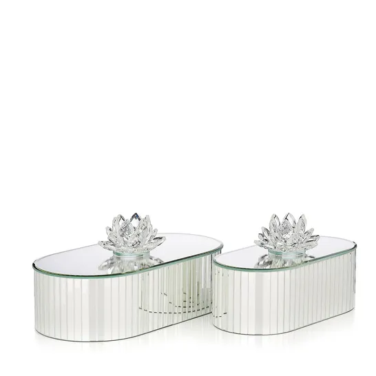 JM BY JULIEN MACDONALD SET OF 2 LOZENGE TRINKET BOXES CLEAR