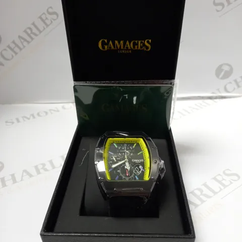 GAMAGES OF LONDON LIMITED EDITION HAND ASSEMBLED ICON AUTOMATIC WATCH - BLACK 