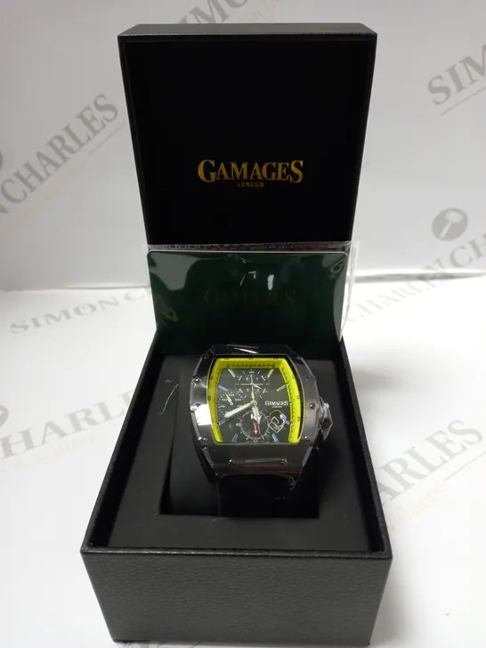 GAMAGES OF LONDON LIMITED EDITION HAND ASSEMBLED ICON AUTOMATIC WATCH - BLACK 