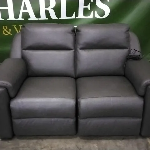 QUALITY ITALIAN DESIGNER AVILA POWER RECLINER LOVESEAT MEDIUM GREY LEATHER