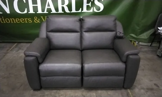 QUALITY ITALIAN DESIGNER AVILA POWER RECLINER LOVESEAT MEDIUM GREY LEATHER