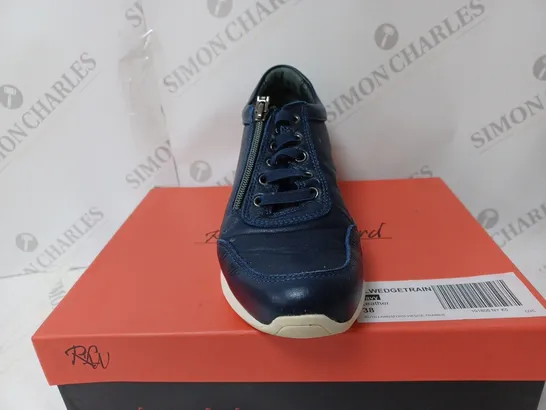 RUTH LANGSFORD WEDGE TRAINER NAVY SIZE 5