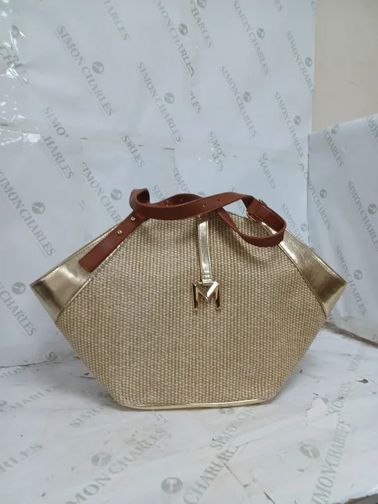 MONSOON GOLD BAG WITH BROWN STRAPS