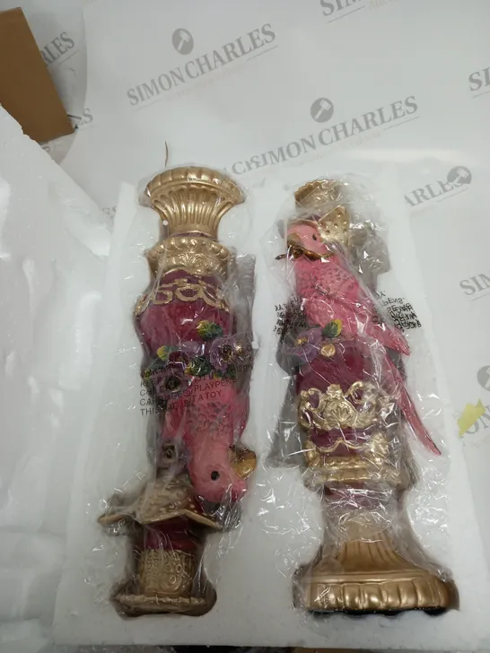 SET OF 2 PARROT CANDLESTICKS