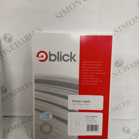 BOX OF APPROX 9 BLICK A4 PRINTER LABELS PACK OF 100