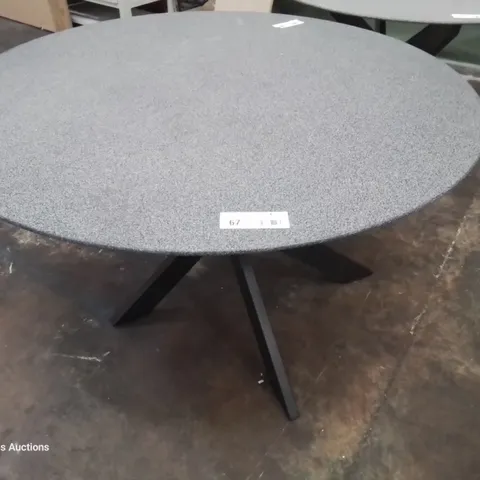 DESIGNER CIRCULAR GLASS TOP DINING TABLE ON METAL X SUPPORTS