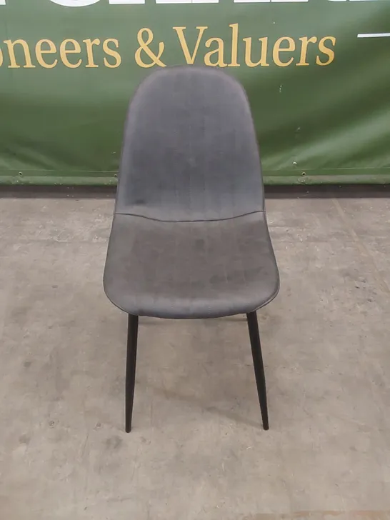 DESIGNER GREY LEATHER UPHOLSTERED DINING CHAIR 