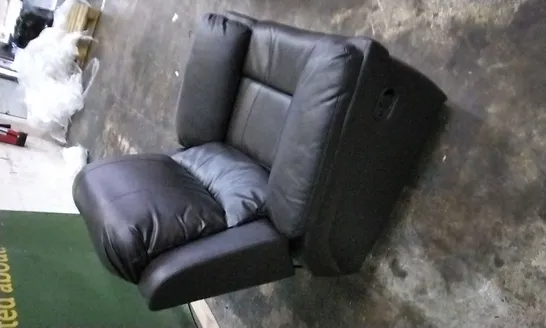 DESIGNER BLACK LEATHER MANUAL RECLINER ARMCHAIR 