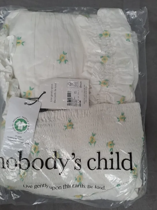 NOBODY'S CHILD MAYA EMBROIDERED MIDAXI DRESS IN WHITE UK SIZE 8