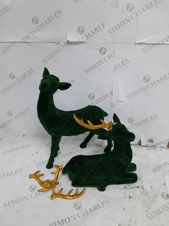 BOXED ALISON CORK SET OF 2 VELVET HENRY STAGS