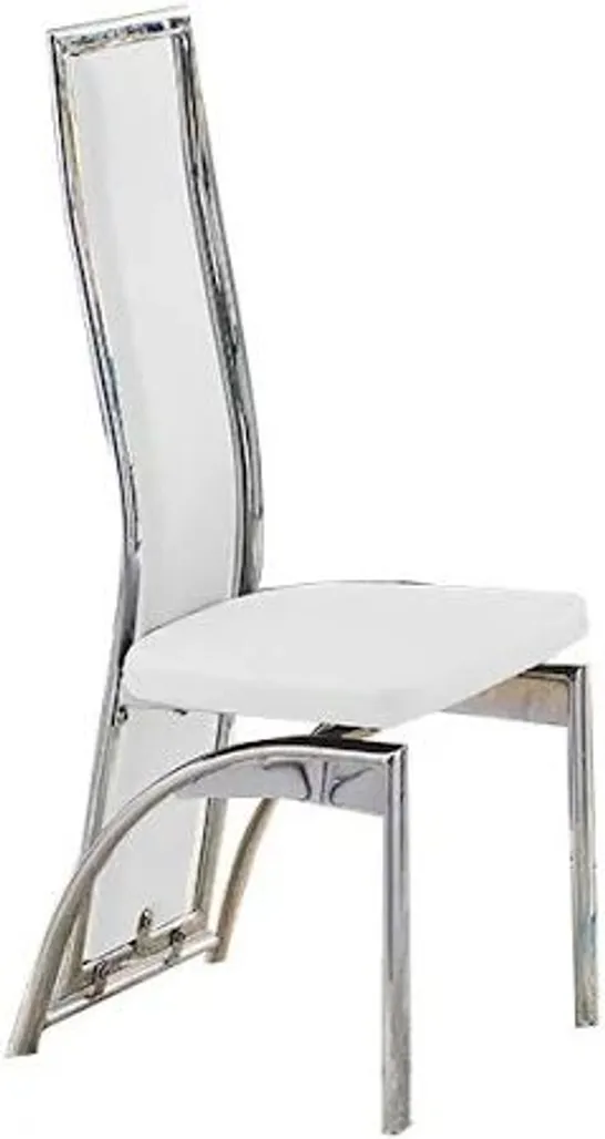 BOXED CHICAGO FAUX LEATHER DINING CHAIR IN CREAM WITH CHROME LEGS (2 BOXES)