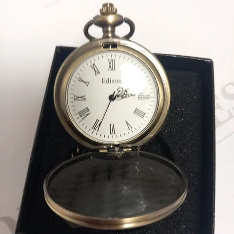 MENS EDISON POCKET WATCH – QUARTZ MOVEMENT – CHAIN AND GIFT BOX INCLUDED