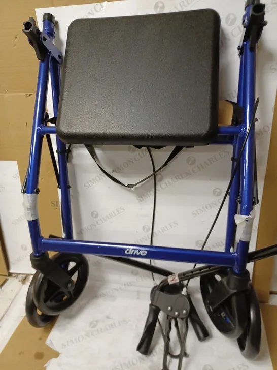 DRIVE R8 BLUE ALUMINIUM ROLLATOR WITH PADDED SEAT AND VINYL UNDERSEAT BAG