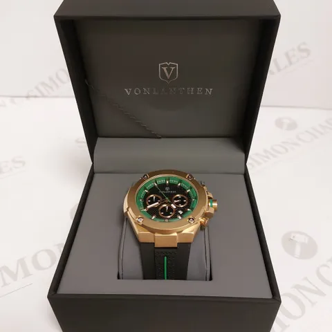 MENS VONLANTHEN CHRONOGRAPH WATCH – V200 – TEXTURED DIAL – 3ATM WATER RESISTANT – BLACK RUBBER STRAP